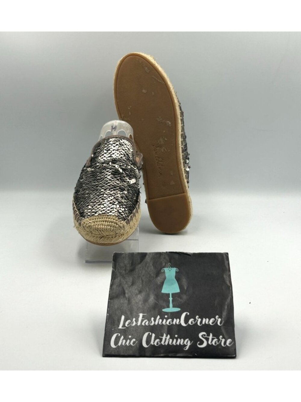 Sam Edelman Women's Pewter Sequin Kerry Espadrille Mules Shoes Size 6 3348 - Picture 3 of 16